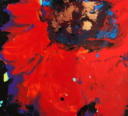 Vibrant Oil painting Flash of Red Flower by Natalia Korf-Ivaniuk