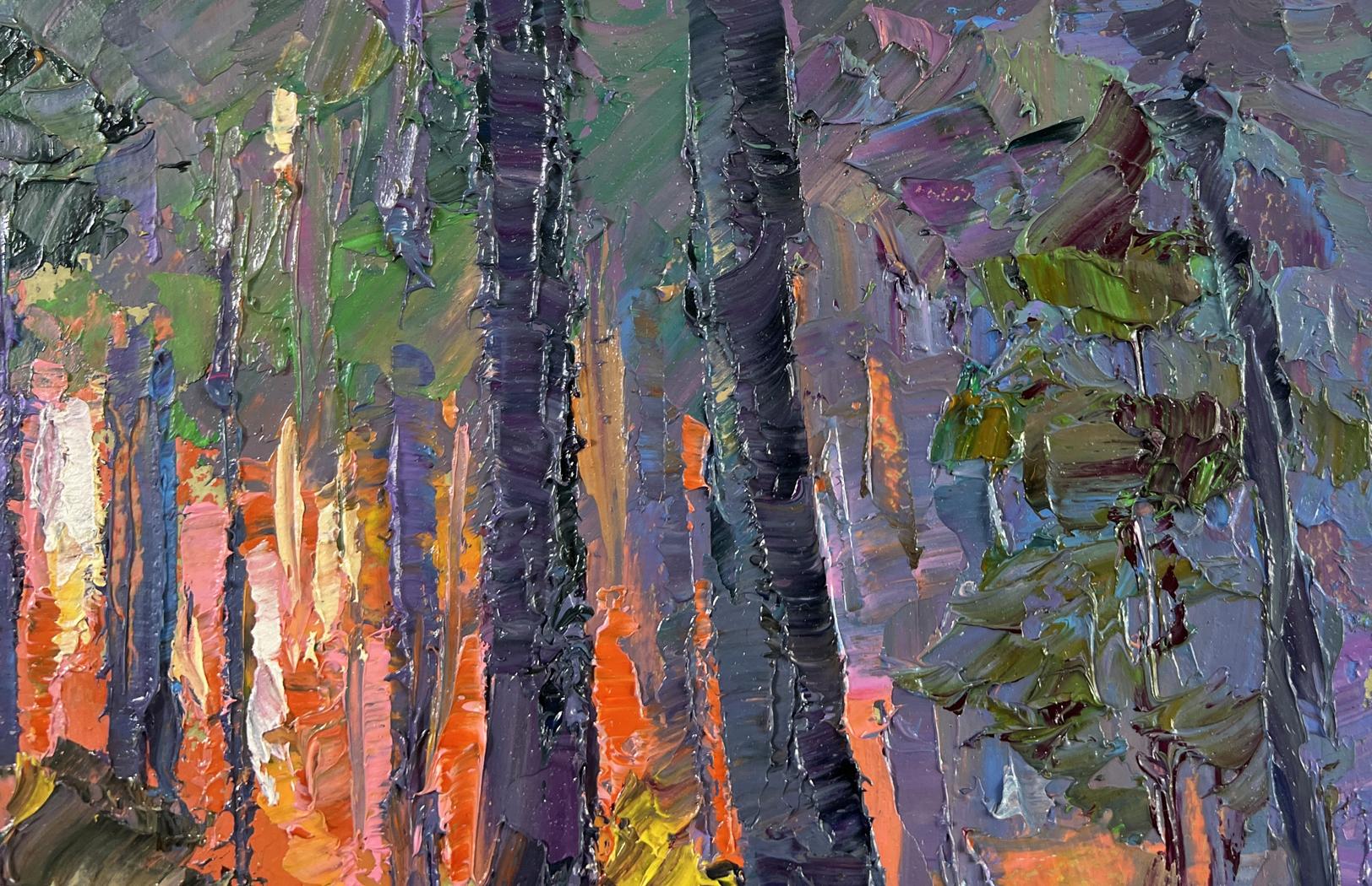 Vibrant impressionist oil painting Summer morning at sunrise by Boris Serdyuk