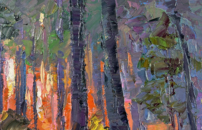 Vibrant impressionist oil painting Summer morning at sunrise by Boris Serdyuk