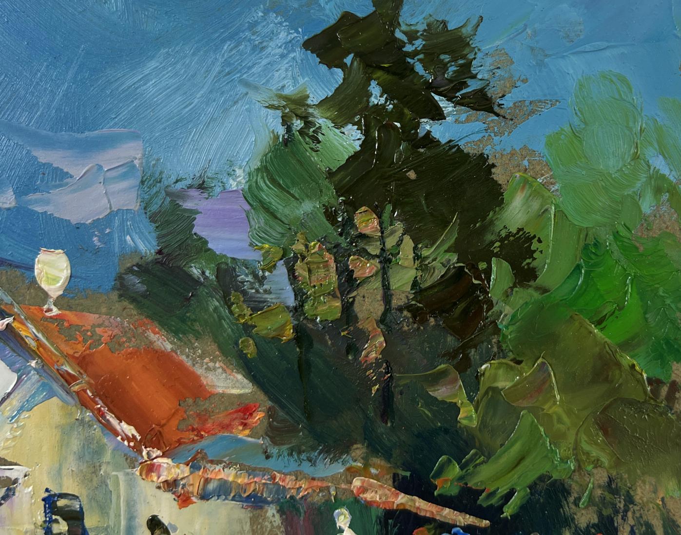 Vibrant impressionist oil painting Quiet village life by Yuriy Suprunchuk