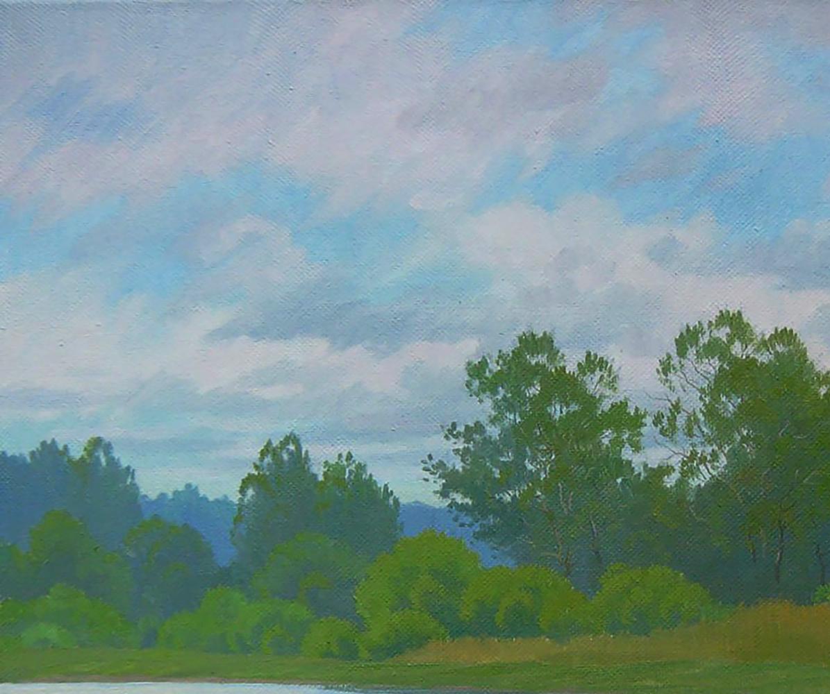 Serene Oil Painting On the Summer Lake by Valery Savenets