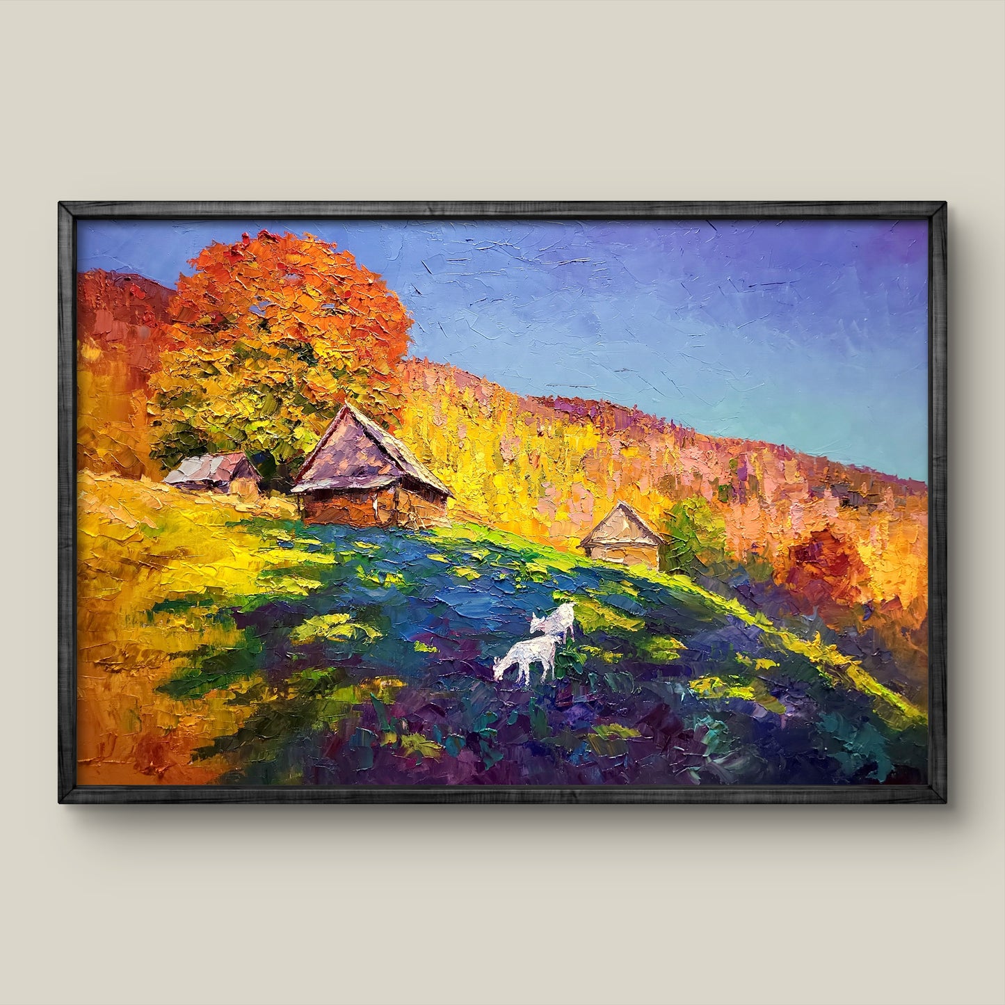 Vibrant impressionist oil painting of Carpathian fall mountains by Serdyuk Boris Petrovich
