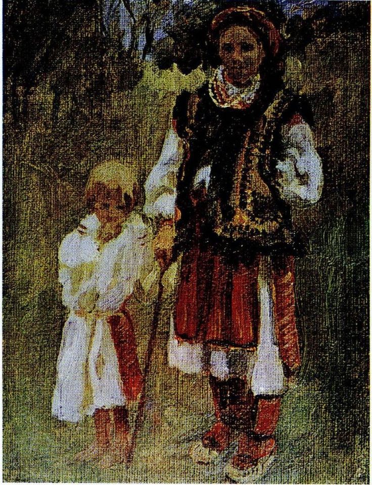 Woman and child in Fotiі Krasystky original realist painting