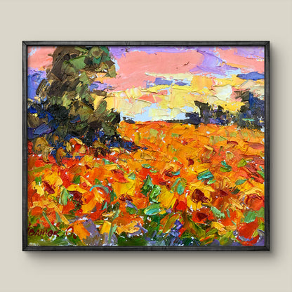 Vibrant Sunny Field oil painting by Ivanyuk Alex in black frame
