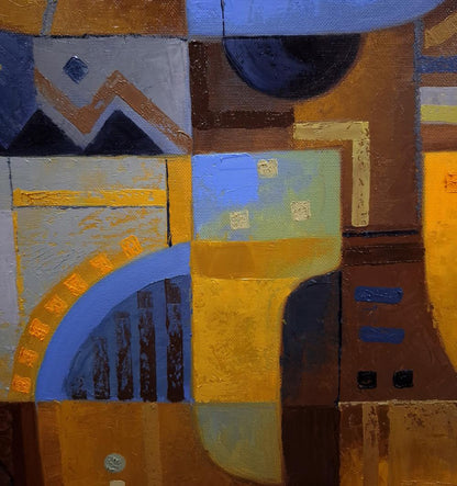 Oil painting October sunshine by Sergiy Voichenko, abstract geometric blocks