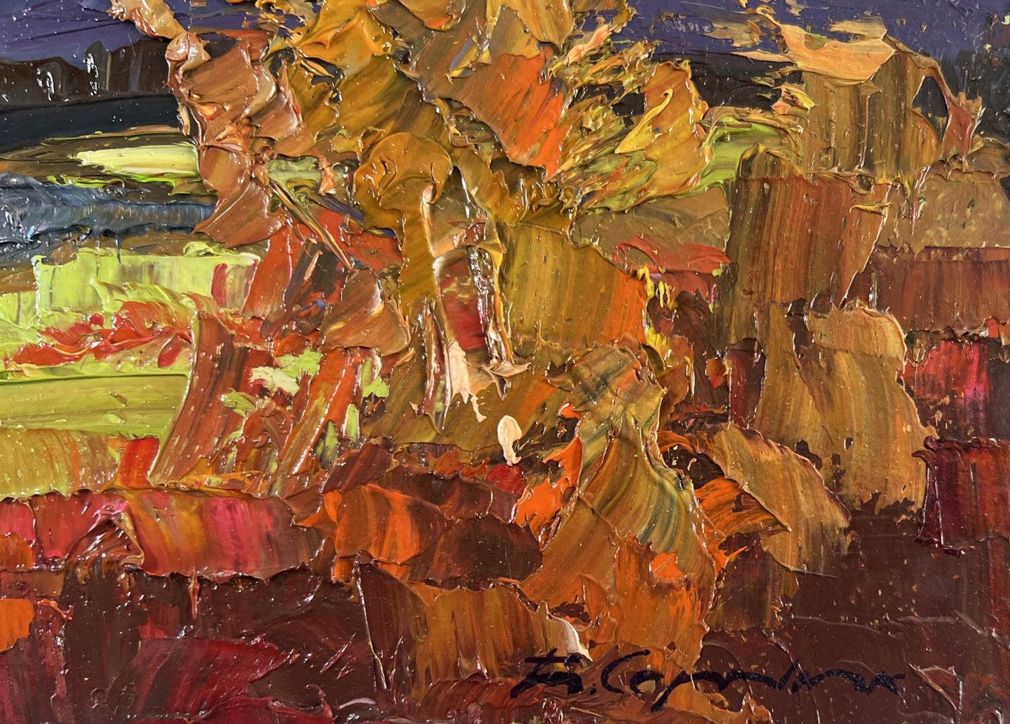 Oil painting Autumn landscape with river by Boris Serdyuk