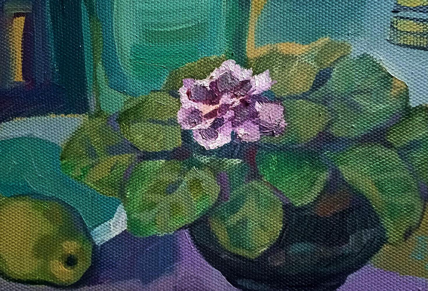 Vibrant purple violet flower oil painting by Tatyana Shulyak on canvas