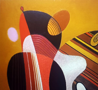 Oil painting Warm still life by Alexander Strashevich with bold geometric shapes
