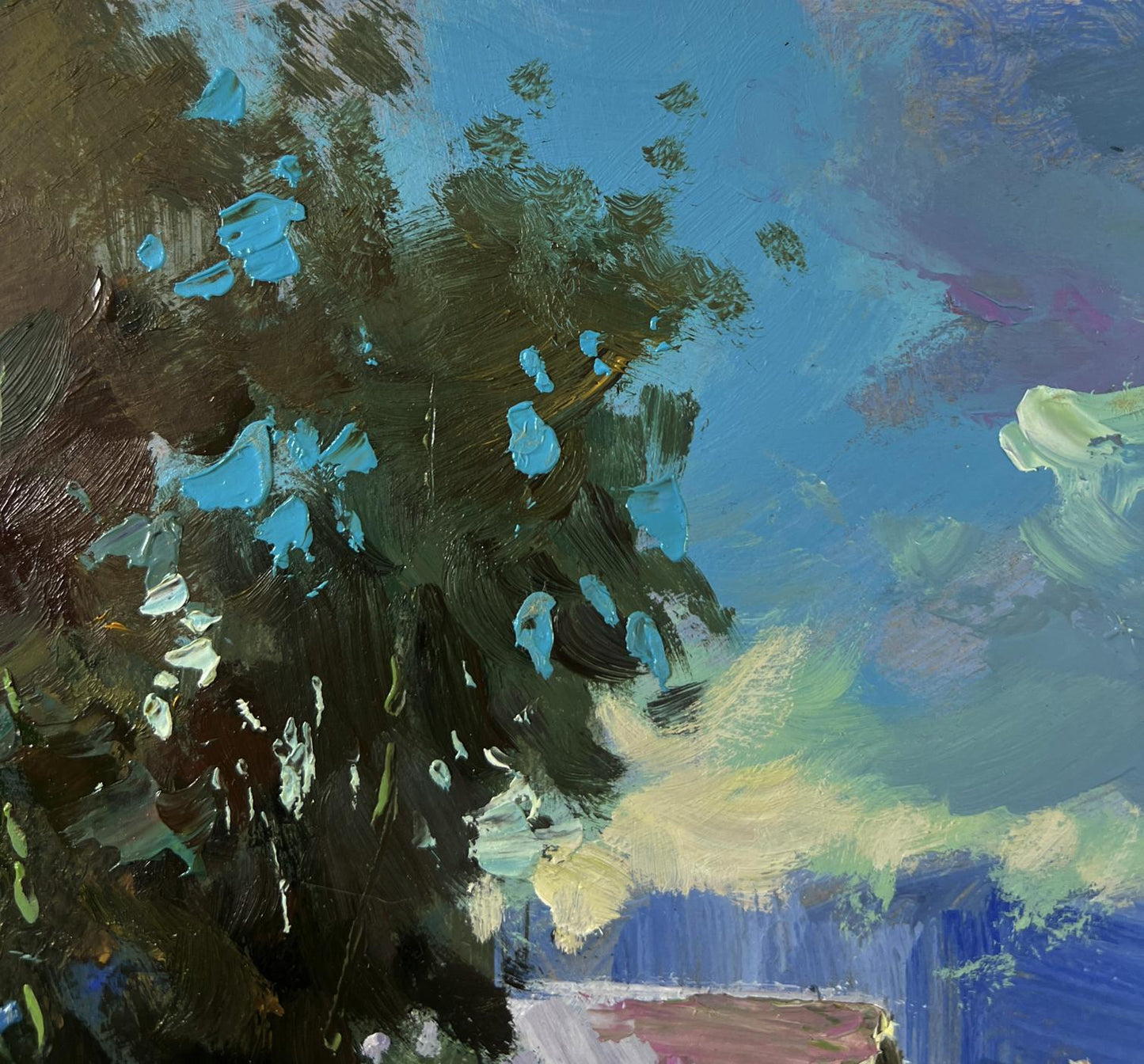 Oil painting The village beyond the forest by Yuriy Suprunchuk