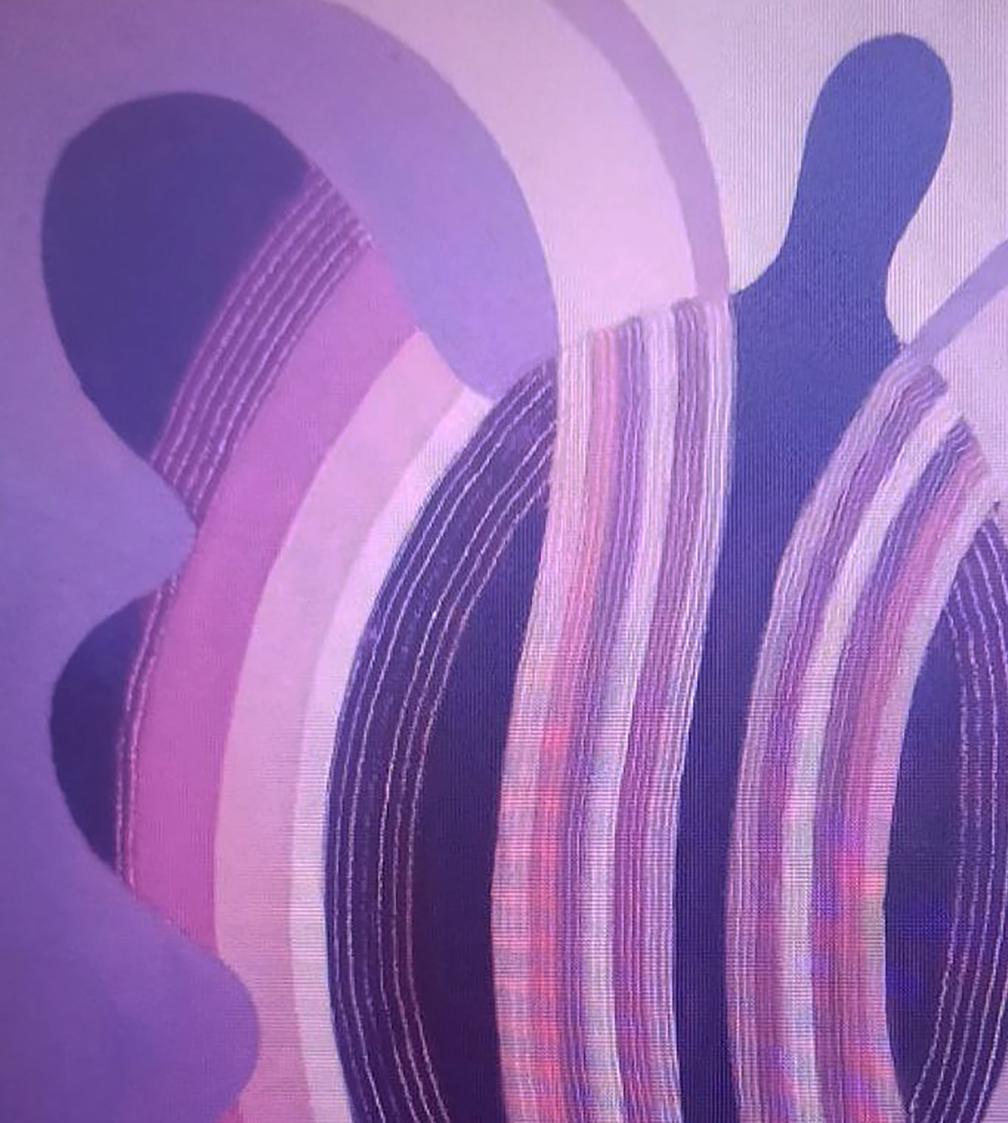 Oil painting Butterfly by Alexander Strashevich with purple pink stripes