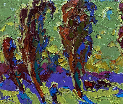 Vibrant impressionist oil painting Returning home in the evening by Oleksiy Ivanyuk