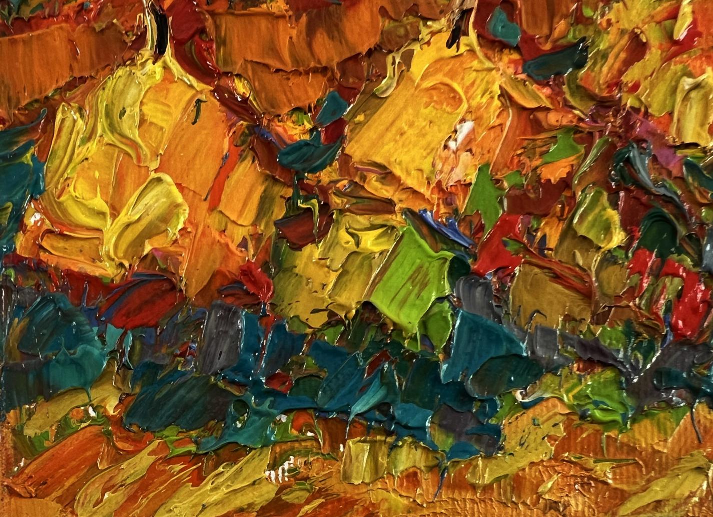 Oil painting Evening in the fields by Oleksiy Ivanyuk vibrant impasto abstract