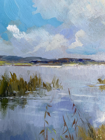 Serene impressionistic oil painting of tranquil lake by Yuriy Suprunchuk