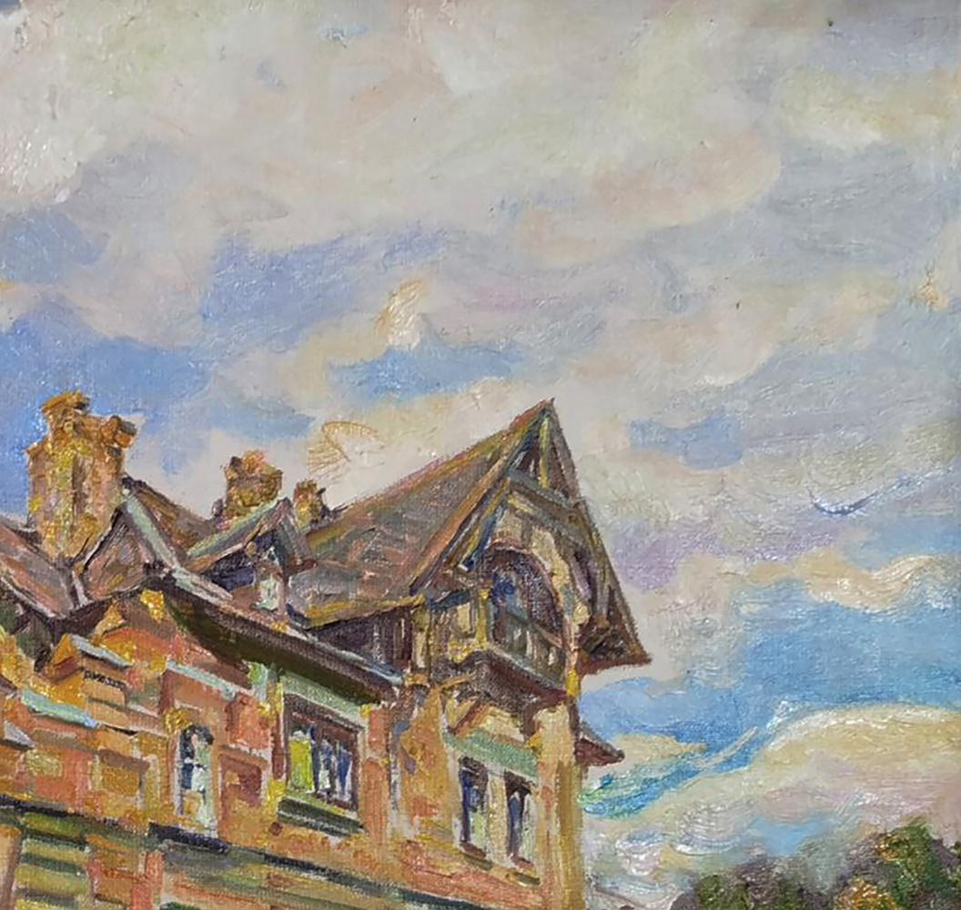 Oil painting of West side of the house by Leonid Pavlenko