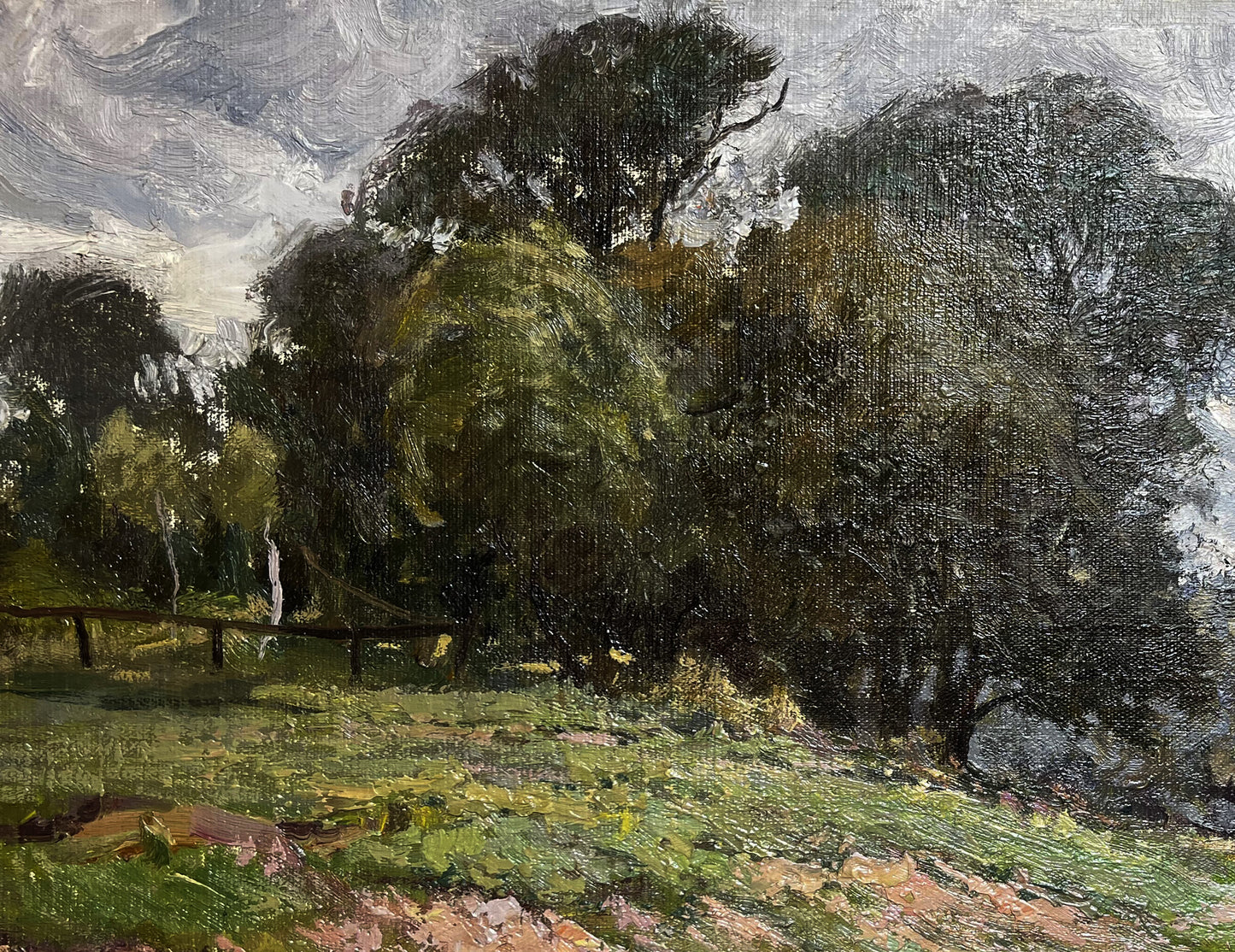 Oil painting of lush green landscape by Nikolay Rabotyagov