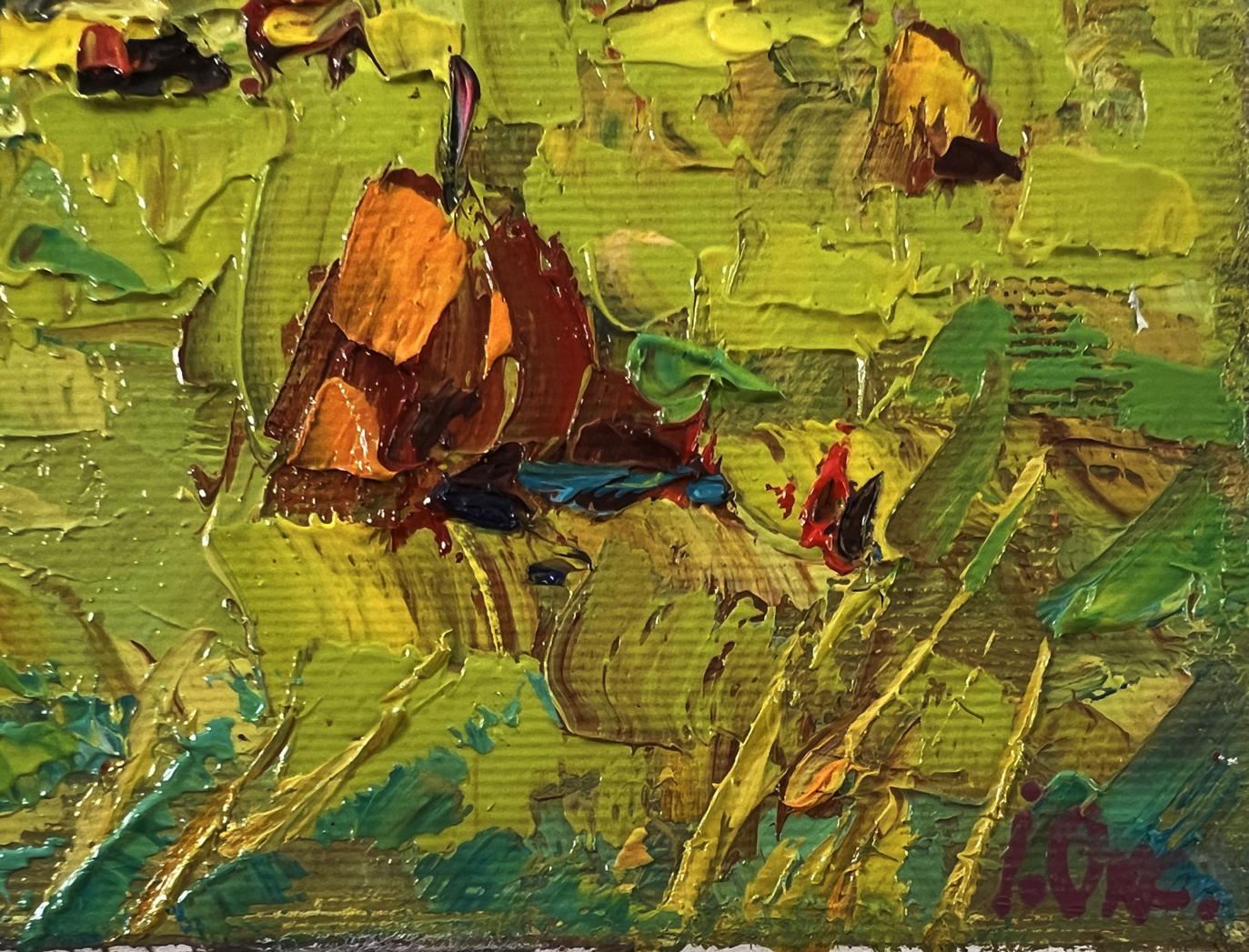 Oil painting Sunny day in the field by Oksana Ivanyuk, textured green landscape