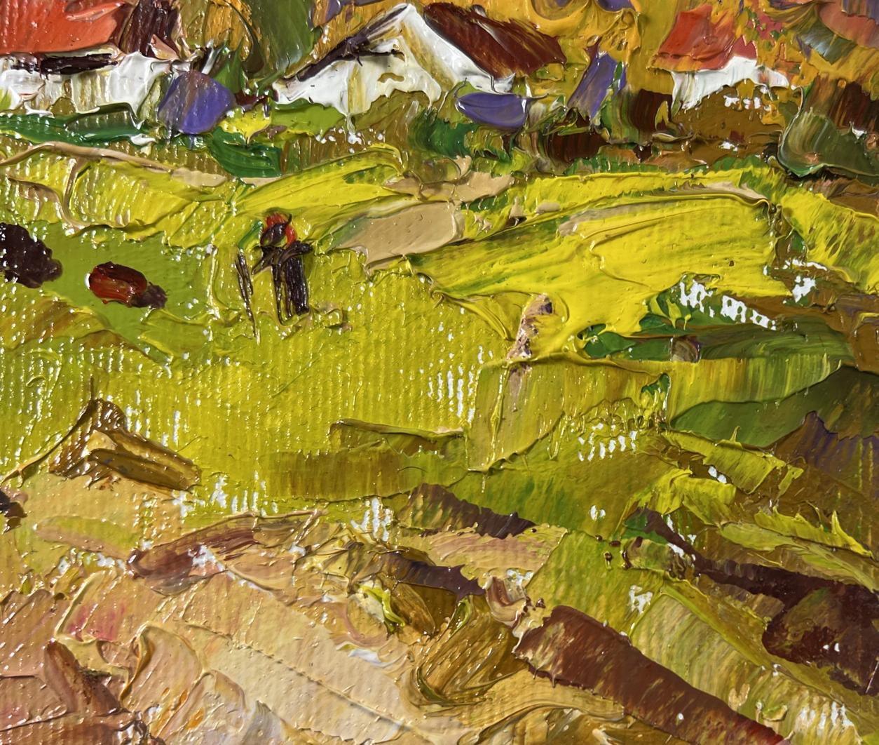 Vibrant impressionist oil painting Sunny day outside the village by Oleksiy Ivanyuk
