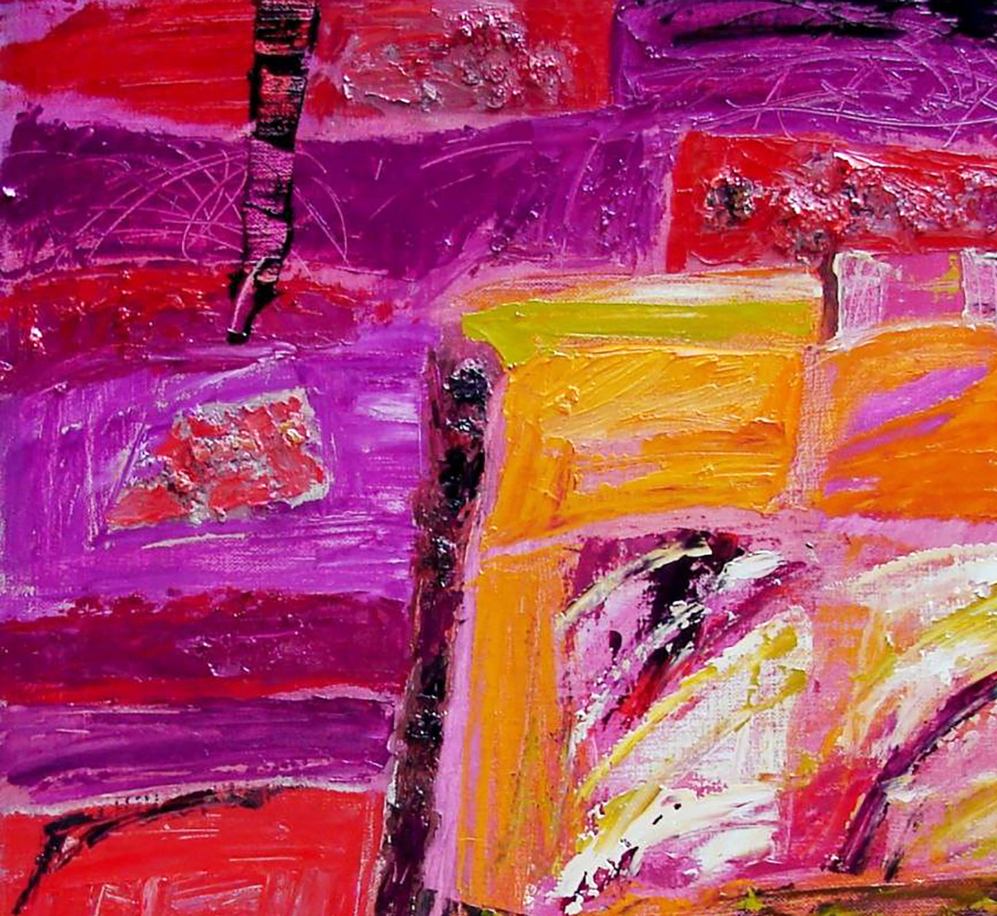 Vibrant Young Wine oil painting by Tatyana Shulyak with bold purple red strokes
