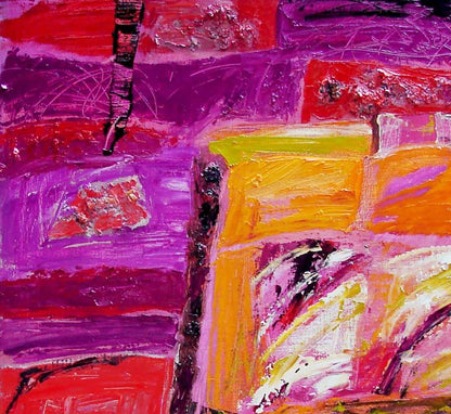 Vibrant Young Wine oil painting by Tatyana Shulyak with bold purple red strokes