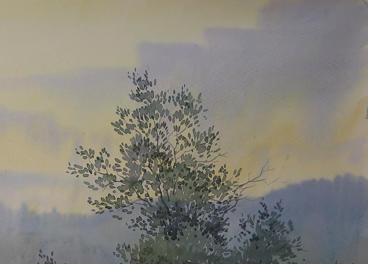 Watercolor painting Morning in nature by Valery Savenets tree scene