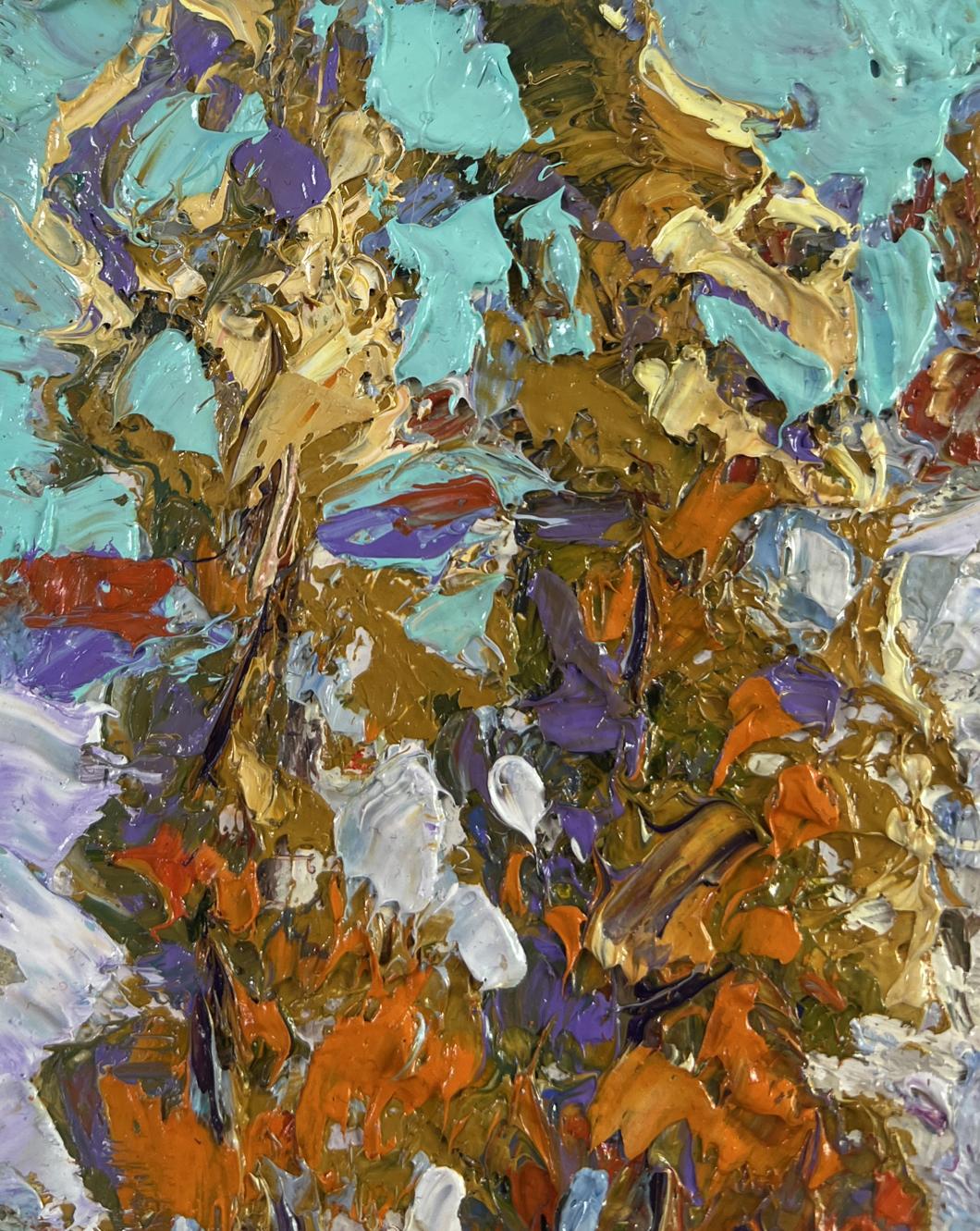 Vibrant abstract oil painting The first snow fell by Oleksiy Ivanyuk