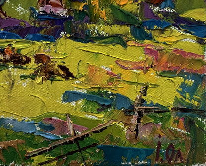 Vibrant impressionist oil painting Meadows near the mountains by Oleksiy Ivanyuk