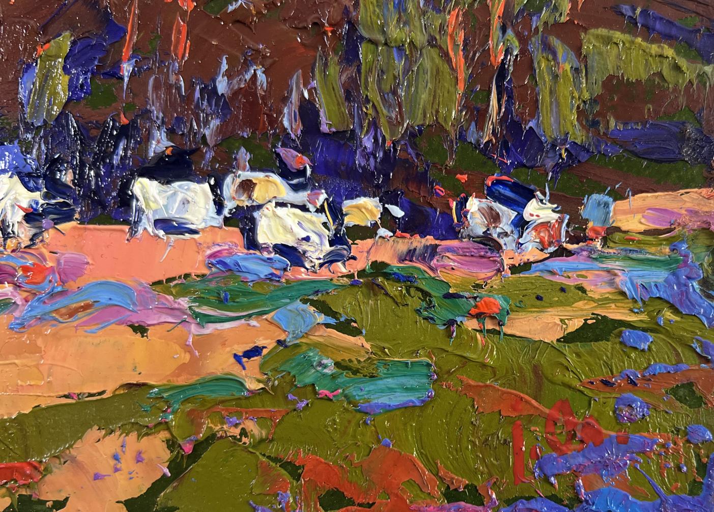 Vibrant impressionist oil painting Morning at the edge of the forest by Oleksiy Ivanyuk
