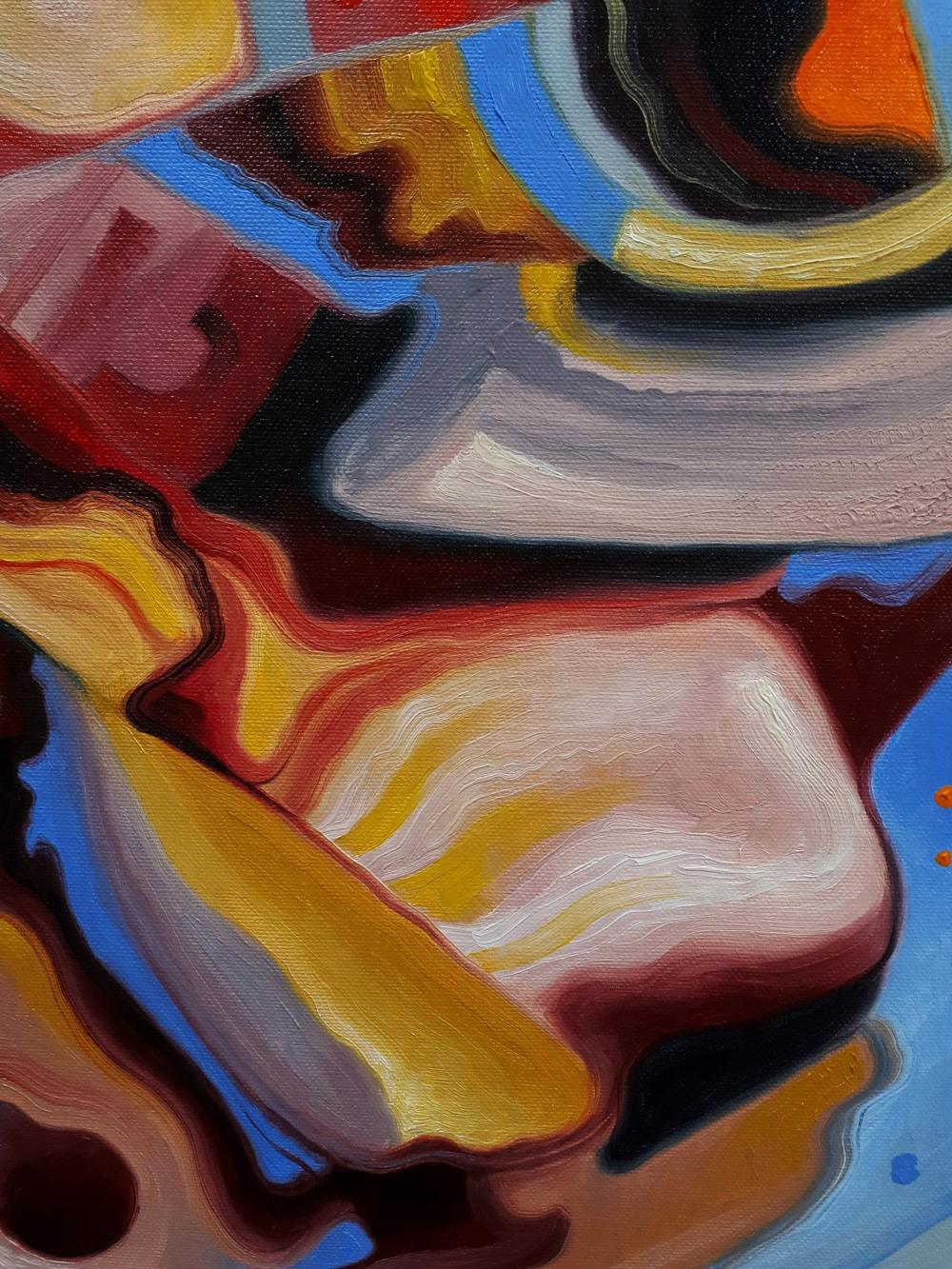 Abstract Golden Virginia oil painting by Sergiy Voichenko with swirling colors