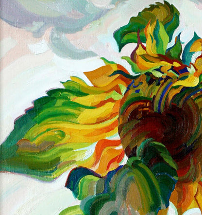 Oil painting Sunflower by Leonid Pavlenko with vibrant yellow petals