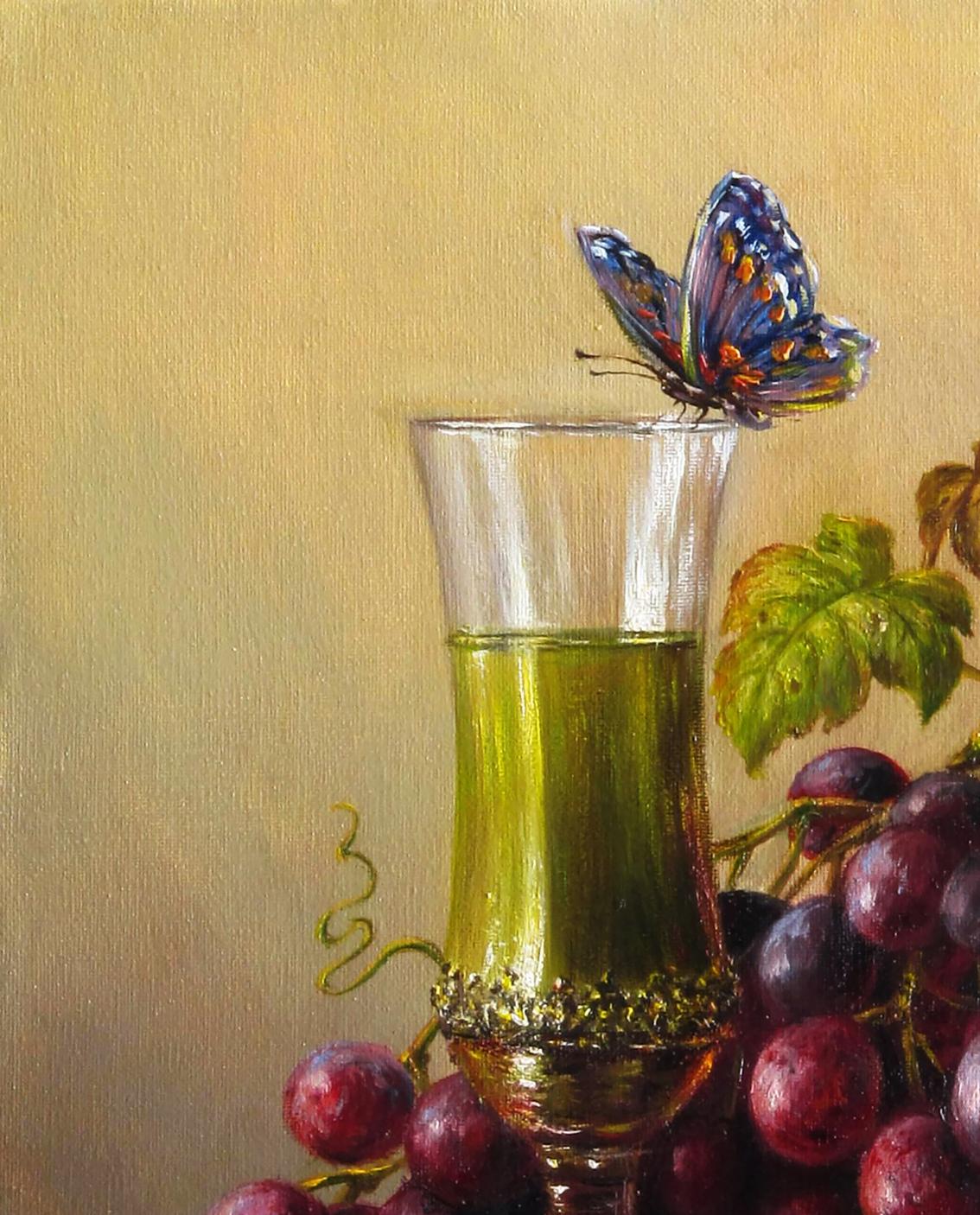 Oil painting The fleetingness of beauty by Valeriy Bulat: golden-green liquid glass