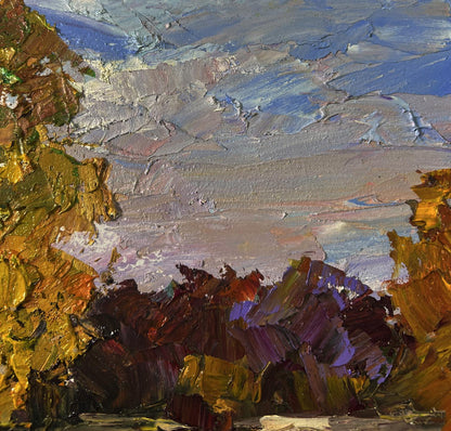 Impasto textured autumn landscape oil painting by Boris Serdyuk