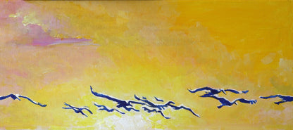 Oil painting Storks at Sunset Anatoly Varvarov