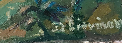 Oil painting A country summer day by Daniil Litvinov, textured green blue brown strokes