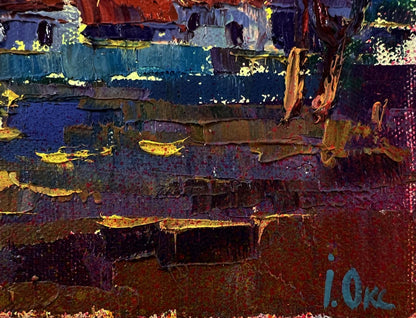 Abstract oil painting The sun greets in the morning by Oksana Ivanyuk