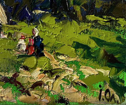 Oil painting of chapel near village by Oleksiy Ivanyuk