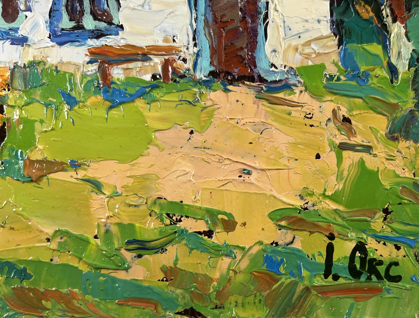 Vibrant impressionist oil painting Where childhood is on the grass by Oksana Ivanyuk
