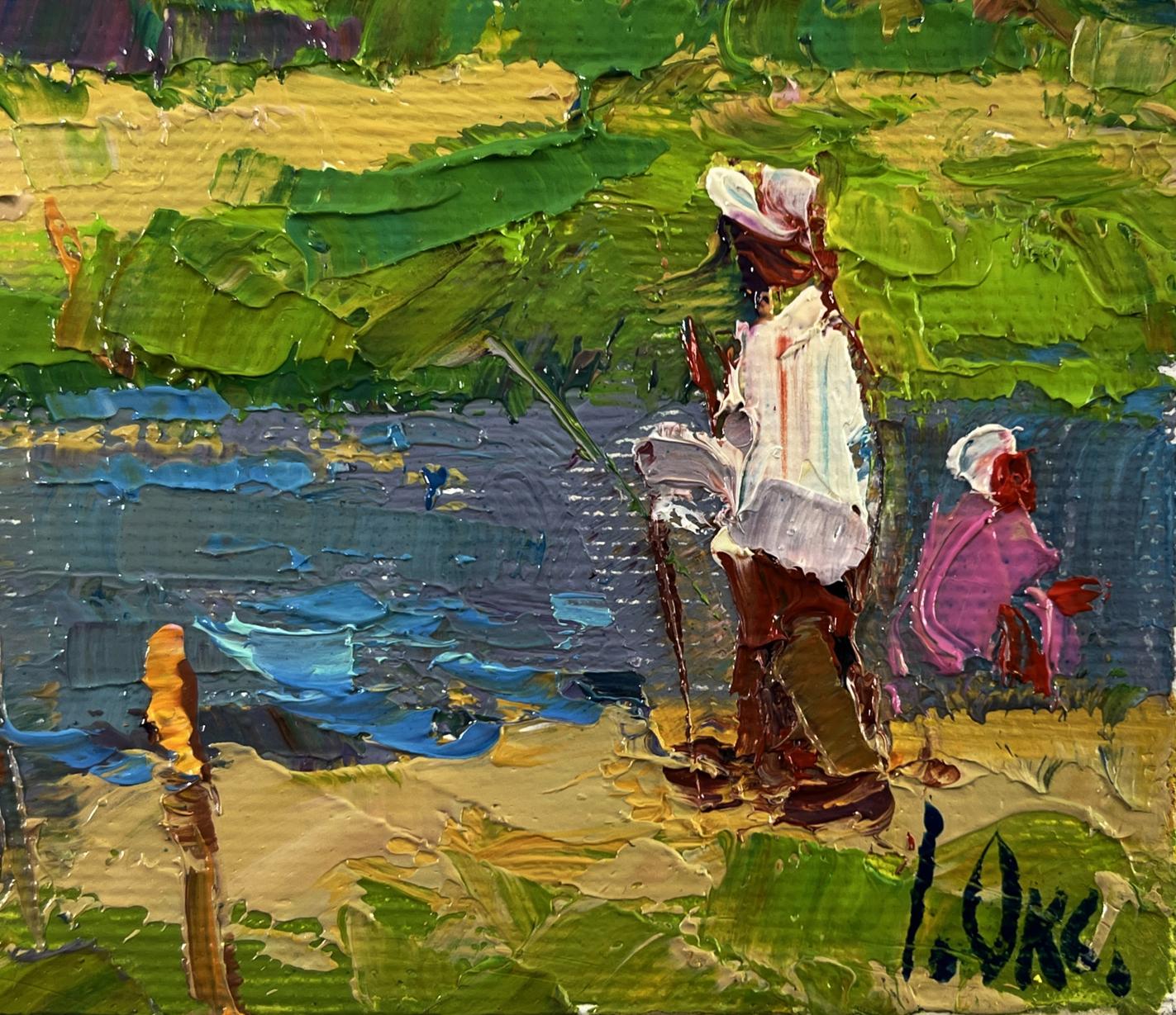 Impasto oil painting By the summer river by Oksana Ivanyuk