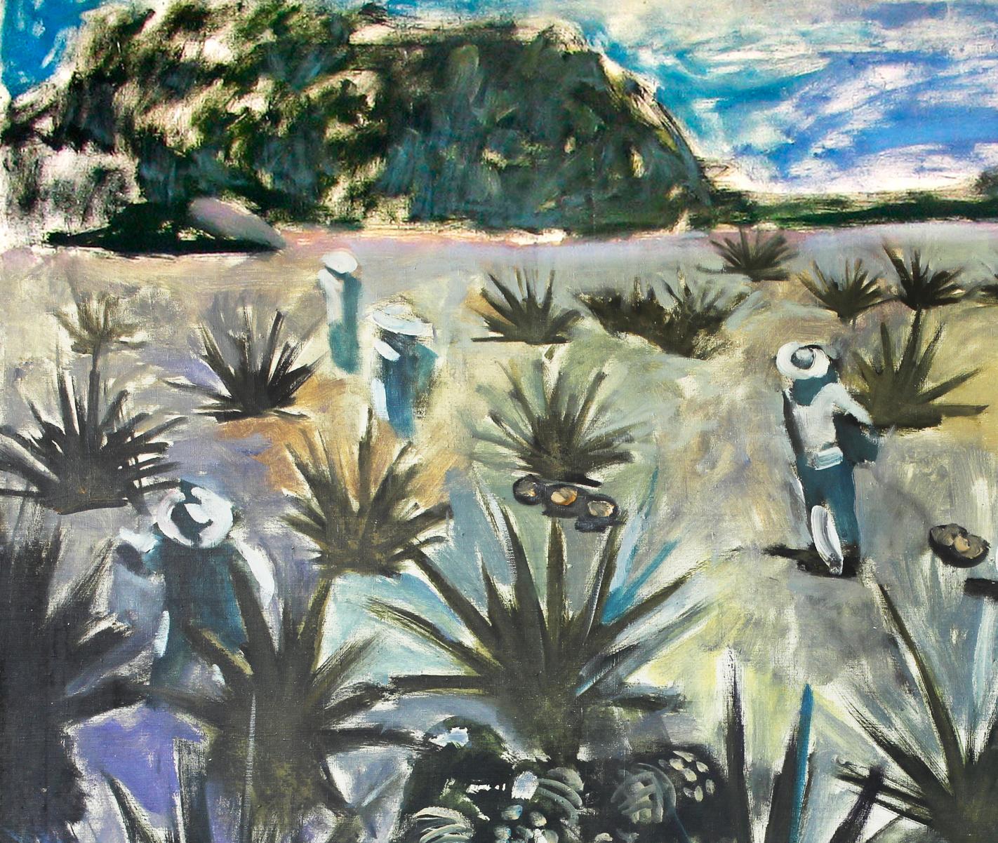 Vibrant impressionist oil painting Ananas by Ed Potapenkov: agave field workers