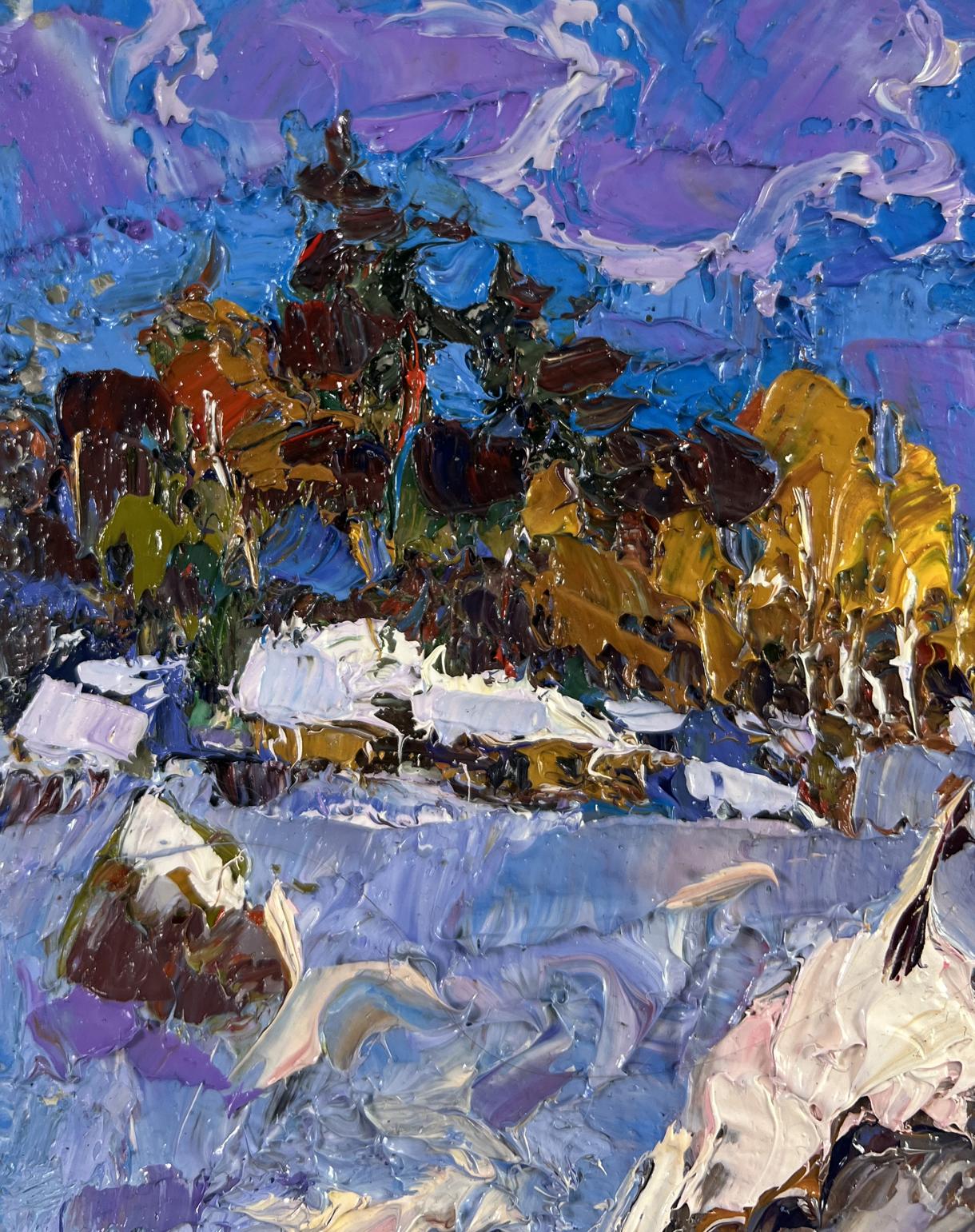 Vibrant impressionist oil painting Snow enveloping the forest by Oleksiy Ivanyuk