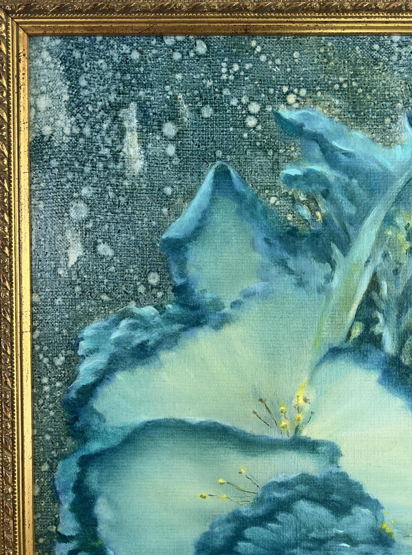 Oil painting A flower that remembers the rain by Vasily Korkishko, abstract blue flower