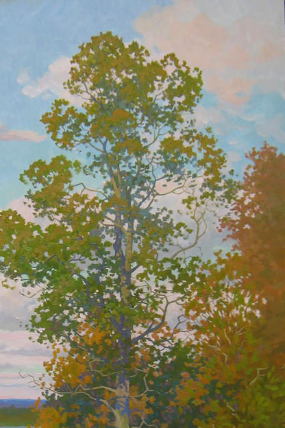 Oil painting of autumn meadows with horses by Valery Savenets