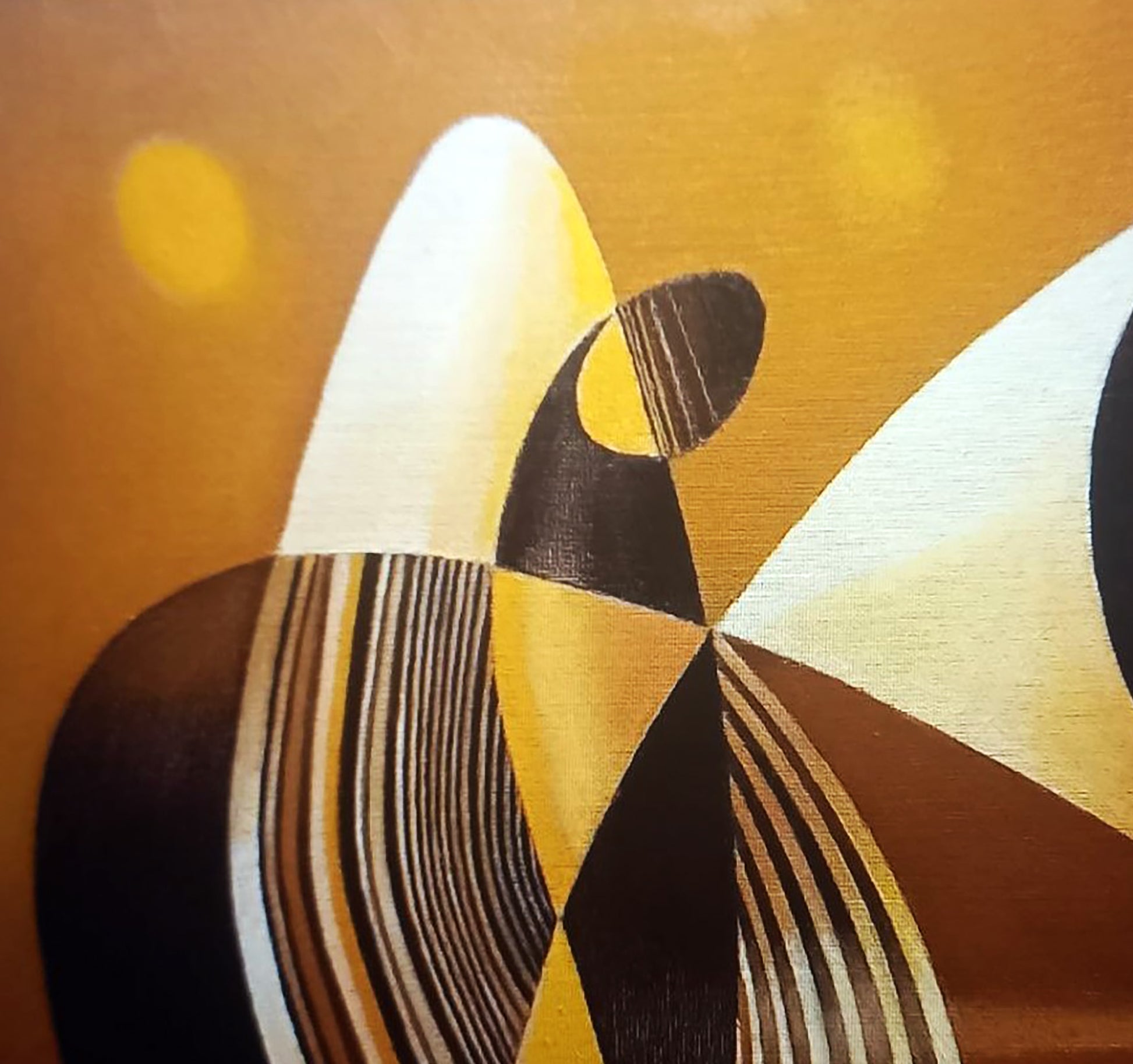 Oil painting Form by Alexander Strashevich: abstract geometric black white gold stripes on orange