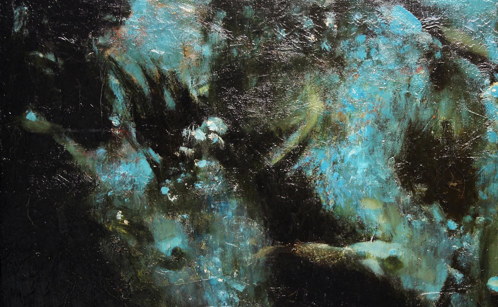 Abstract Oil painting Bathers by Ed Potapenkov in teal, black, green