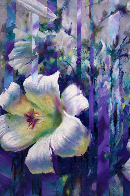 Oil painting White morning by Alexander Dobrodiy with white flower
