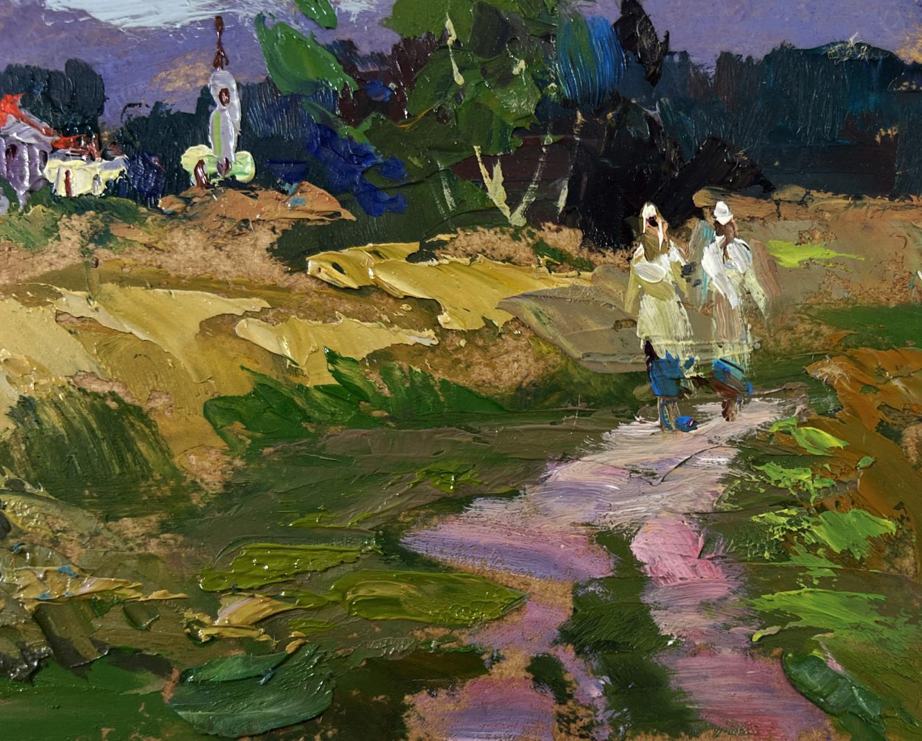 Vibrant impressionist oil painting Quiet Village in Endless Expanses by Yuriy Suprunchuk
