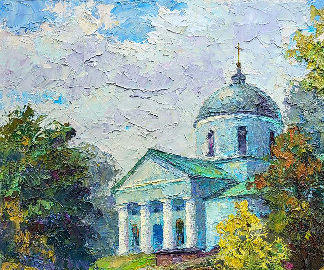 Serene impressionistic oil painting of Ascension Cathedral by Boris Serdyuk