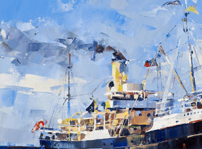 Oil painting of Steamship John Oxley by Volodymyr Gluhomanyuk