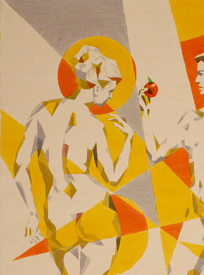 Abstract geometric watercolor Eves by Dima Filatov, stylized figures
