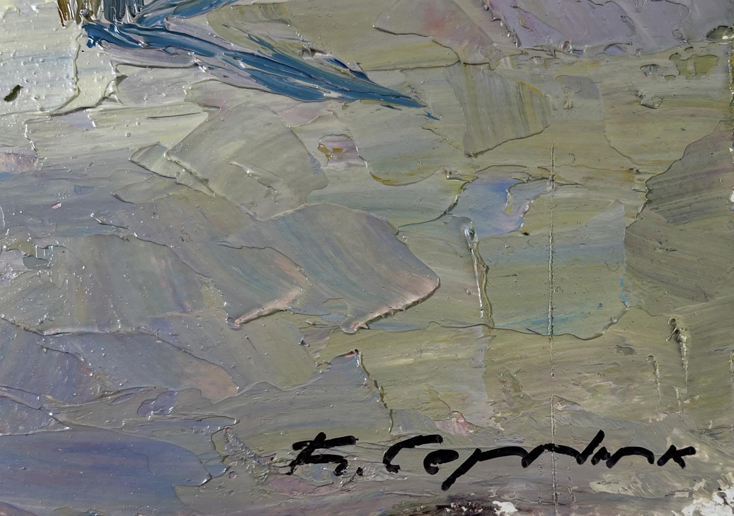 Oil painting Park before night by Boris Serdyuk with textured impasto strokes