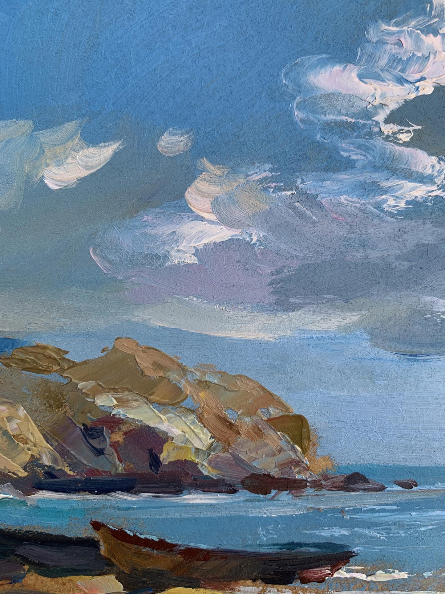 Oil painting Island in the Sea by Yuriy Suprunchuk coastal scene